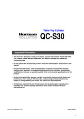 Horizon Fitness QC-S30 Important Information Manual