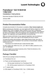Lucent Technologies FrameSaver SLV 9128 Installation Instructions Manual