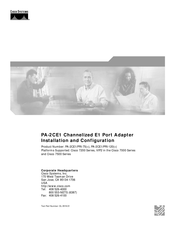 Cisco PA-2CE1 Series Installation And Configuration Manual