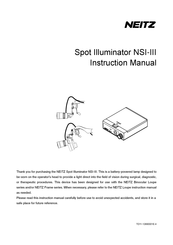 Neitz Spot Illuminator NSI-III Instruction Manual