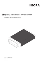 Bora Universal recirculation unit 1 Operating And Installation Instructions