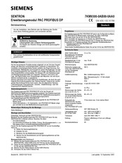 Siemens SENTRON PAC PROFIBUS DP Operating Instructions Manual
