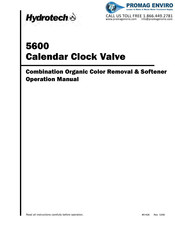 Hydrotech 5600 Calendar Clock Valve Operation Manual