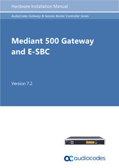 AudioCodes Gateway & Session Border Controller Series Hardware Installation Manual