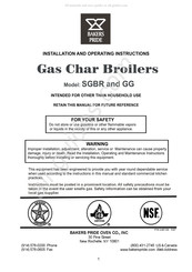 Bakers Pride SGBR-8 Installation And Operating Instructions Manual