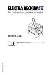Elektra Beckum TKHS 315 Operating Instructions Manual