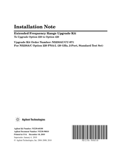 Agilent Technologies N5230AU/CU-971 Installation Note
