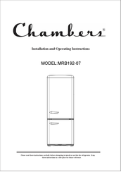 Chambers MRB192-07 Installation And Operating Instructions Manual