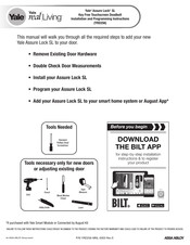 Assa Abloy Yale Real Living Assure Lock SL YRD256 Installation And Programming Instructions