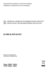 Multikomplex SLT970 Installation, Use And Maintenance Instruction