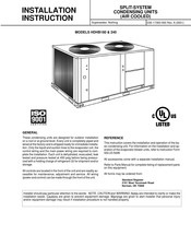 Unitary Products Group HDHB180 Installation Instruction