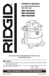 RIDGID WD1685AU0 Owner's Manual
