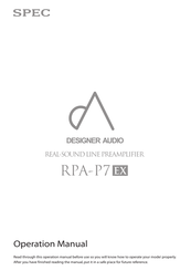 SPEC Designer Audio RPA-P7 Ex Operation Manual