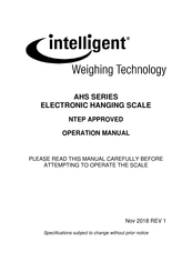 Intelligent Weighing Technology AHS Series Operation Manual