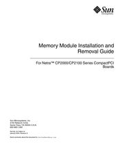 Sun Microsystems Netra CP2100 Series Parts Installation And Removal Manual