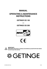 Getinge GS 200 Operating & Maintenance Instructions
