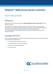 Audiocodes Mediant 2600 Quick Setup Manual