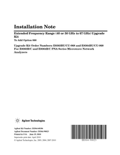 Agilent Technologies E8363BU/CU-068 Installation Note