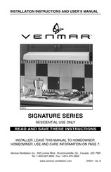 Venmar Signature S1 Series Installation Instructions And User Manual