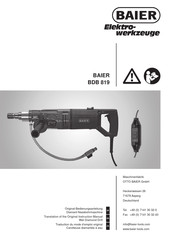 Baier BDB 819 Translation Of The Original Instruction Manual