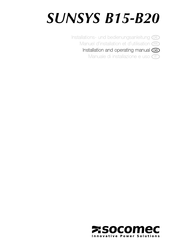 socomec SUNSYS B20 Installation And Operating Manual
