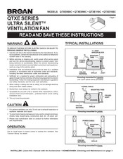 Broan ULTRA SILENT QTXE150C Manual