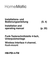 HomeMatic HM-PBI-4-FM Installation And Operating Manual