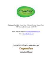 Green Bike Electric Motion Legend HD HF 201-48N Instruction Manual