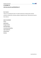 FoxunHD FX-MX48IR-70 Operating Instructions Manual