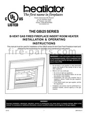 Heatilator GBI25 Series Installation & Operating Instructions Manual