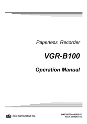 RKC INSTRUMENT VGR-B100 Operation Manual