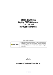 Hamamatsu Photonics ORCA-Lighting C14120-20P Instruction Manual
