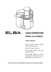 Elba EJE-J7580(SS) Owner's Manual