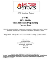 Beltane Stoves FW5C HOLFORD Installation And Operating Instructions Manual