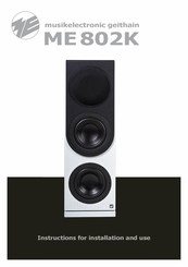 ME Geithain ME802K Instructions For Installation And Use Manual