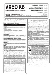 Vox Amplification VX50 KB Owner's Manual