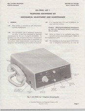AT&T KS-19245 Mechanical  Adjustment And Maintenance