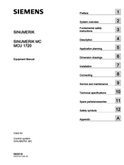 Siemens SINUMERIK MCU1720 Equipment Manual