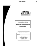 Summit Commercial SCR485L Use And Care Manual
