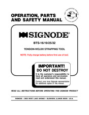 Signode Tension-Weld BTS-19 Operation, Parts And Safety Manual