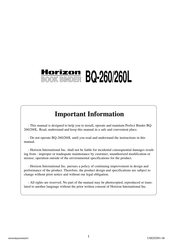 Horizon Fitness Perfect Binder BQ-260 Manual