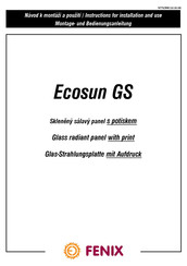 Fenix Ecosun G 600 Instructions For Installation And Use Manual