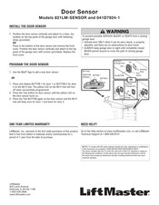 Chamberlain 821LM-SENSOR Quick Start Manual