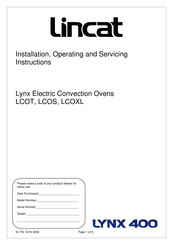Lincat LCOS Installation, Operating And Servicing Instructions