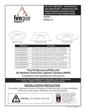 Firegear FPB-29DBSAWS-N Installation And Operating Instructions Manual