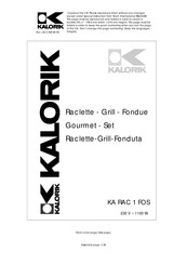 Kalorik KA RAC 1 FOS Operating Instructions Manual