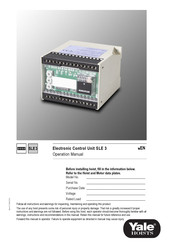 Yale SLE 3 Operation Manual