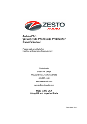 Zesto Audio Andros PS-1 Owner's Manual