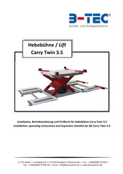 B-tec Carry 3.5 Installation, Operating Instructions And Parts List