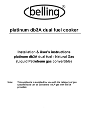 Belling platinum db3A Installation & User's Instructions
